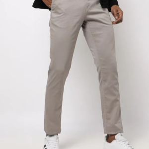 Micro Print Flat-Front Skinny Trousers