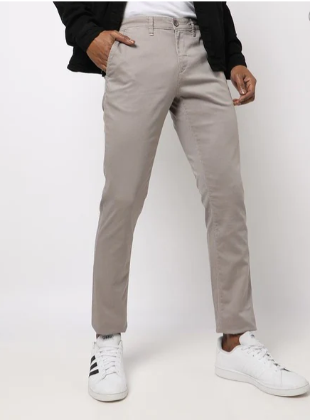 Micro Print Flat-Front Skinny Trousers